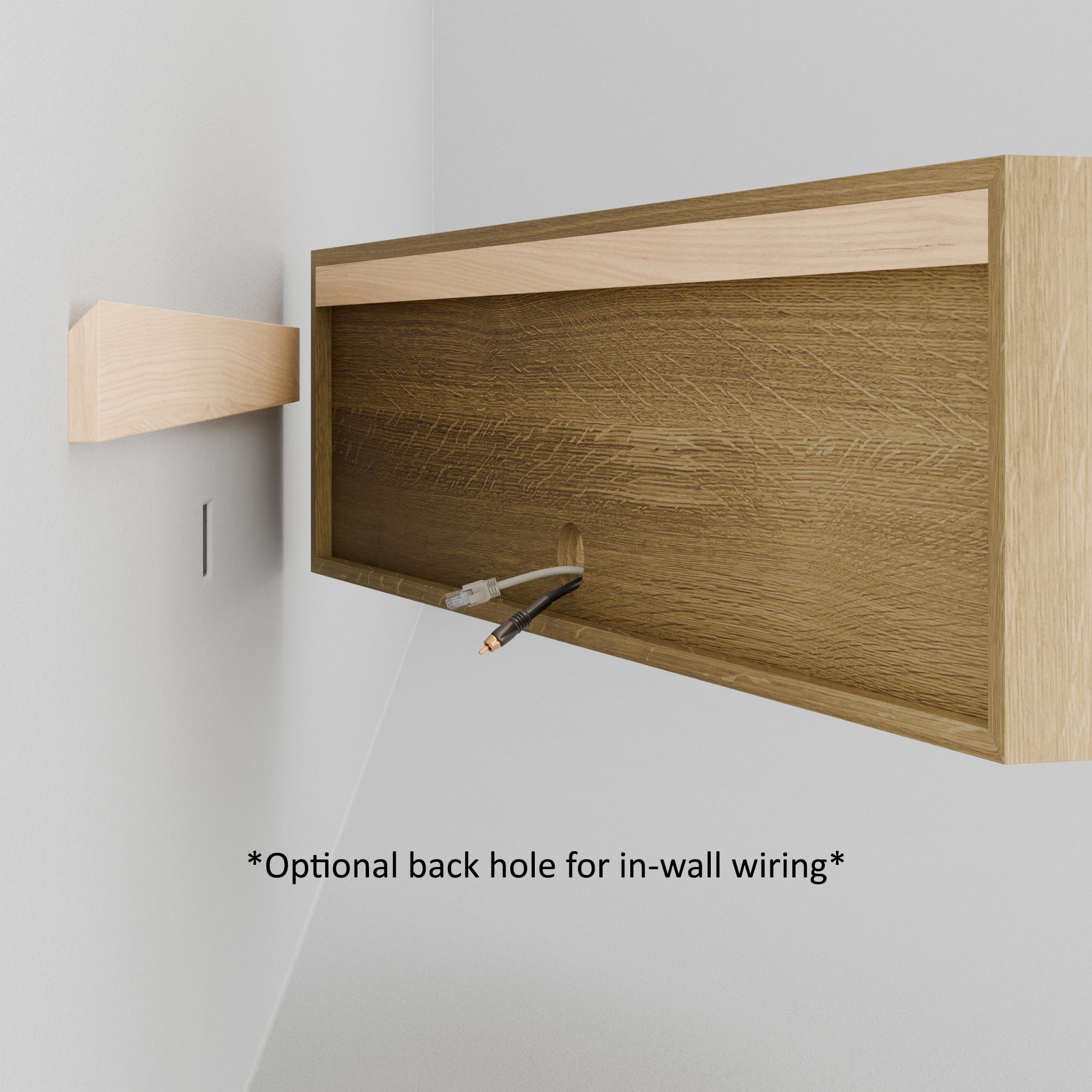 The Krovel Hardwood Media Console features an optional circular back hole for thru-wall wiring—ideal for media room furniture solutions.