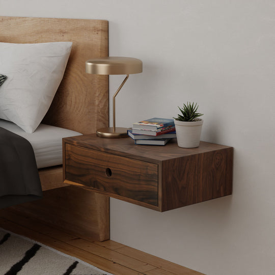 Floating Single Nightstand Walnut