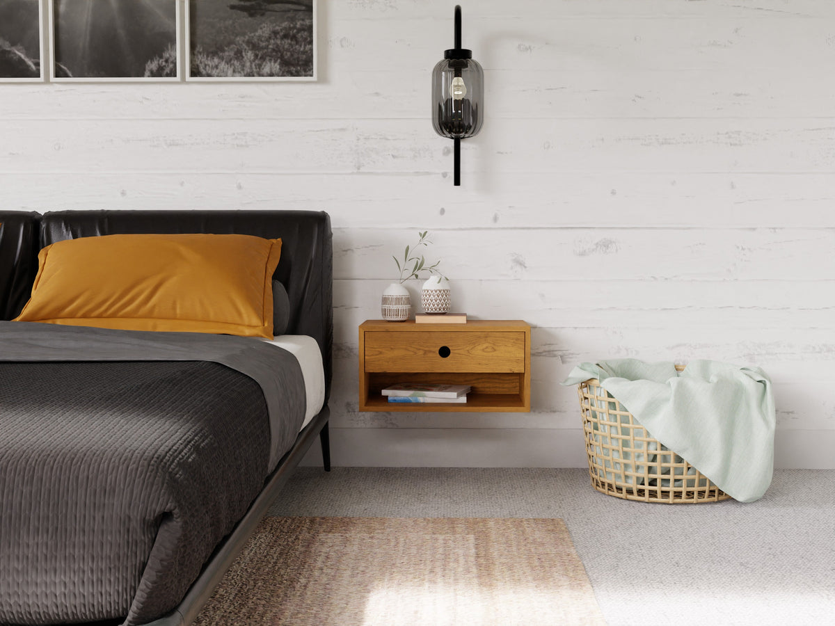 Floating Side Tables - All Hardwood, Made in USA - Bedroom Storage ...