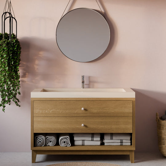 Maine Made Double Drawer, Open Shelf Vanity