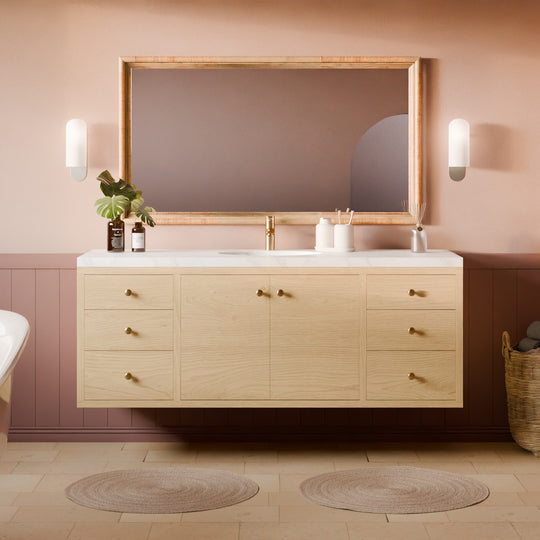 Maine Made Floating Double Door, Six Drawer Vanity