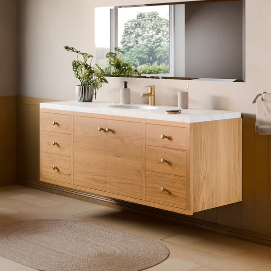 Maine Made Floating Double Door, Six Drawer Vanity
