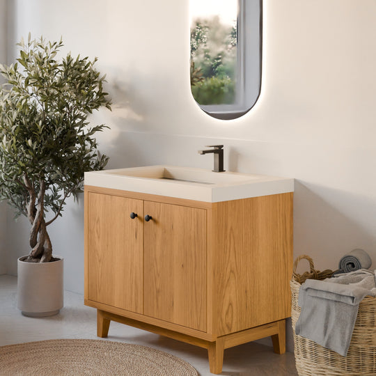 Double Door Vanity in Cherry
