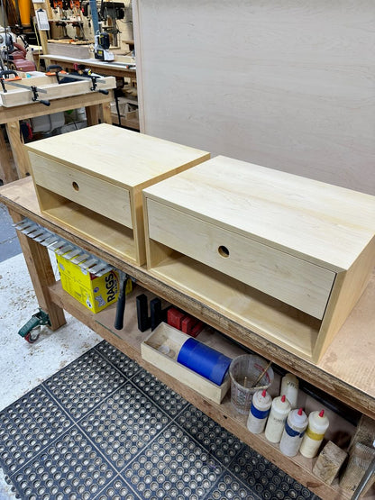 Pair of Maple Double Tall Nightstands