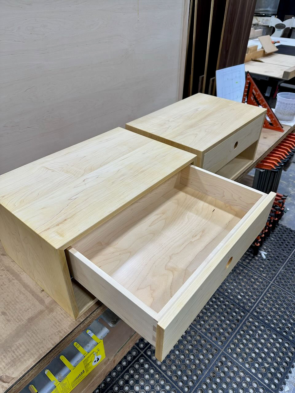 Pair of Maple Double Tall Nightstands