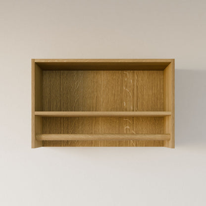 The Maine Made Closet Hanger with Shelf by Krovel Furniture Co. features two open levels and a light wood finish, handmade in Portland, Maine from premium cabinet plywood, shown mounted on a neutral wall.