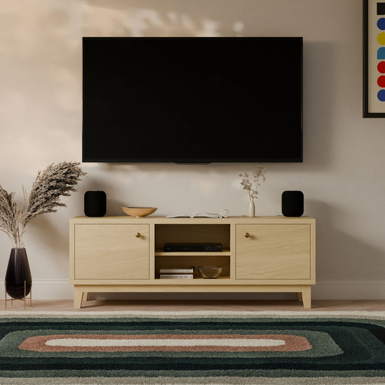 Maine Made Double Door, Open Shelf Media Cabinet