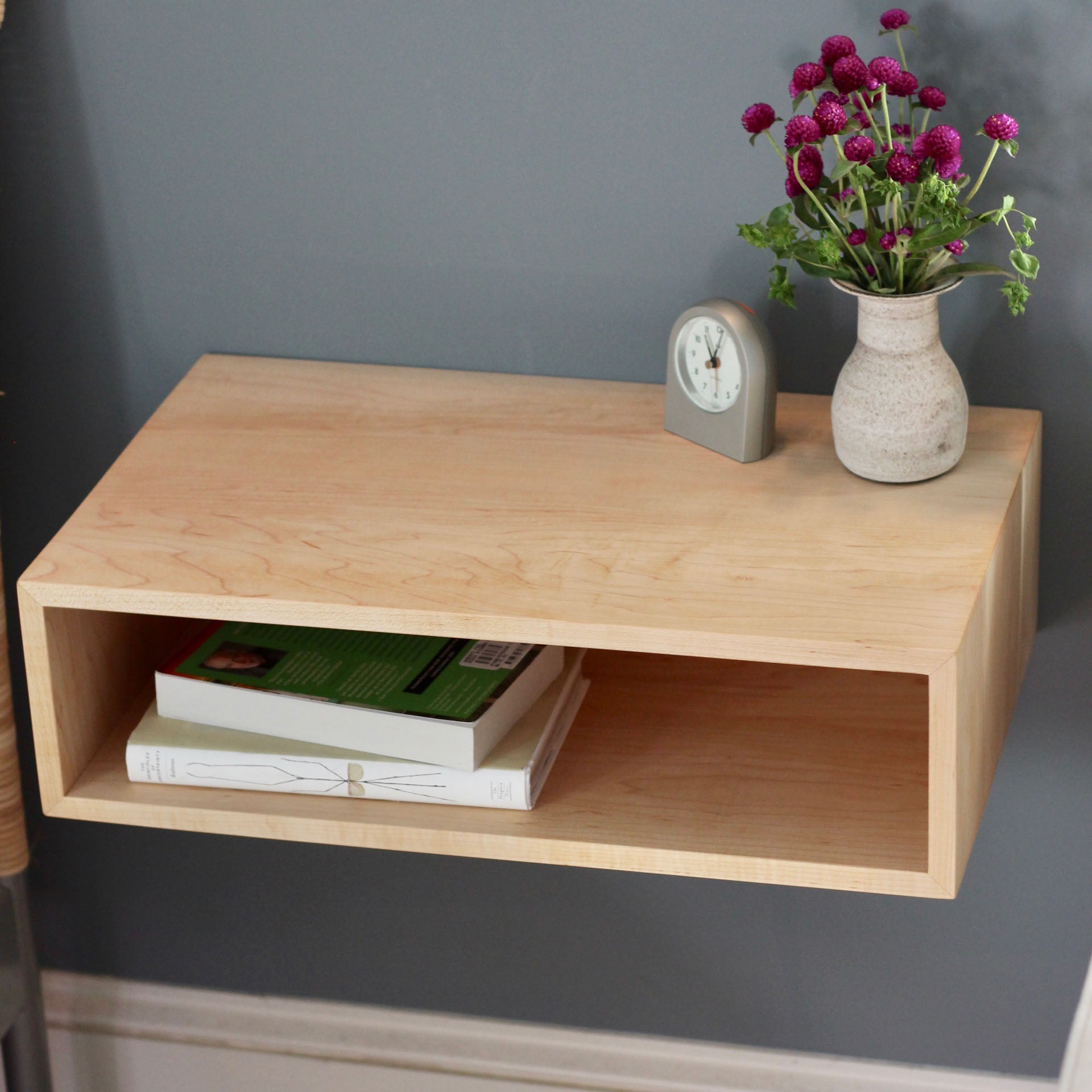 Floating Nightstand in Maple - Krovel Handmade in Maine