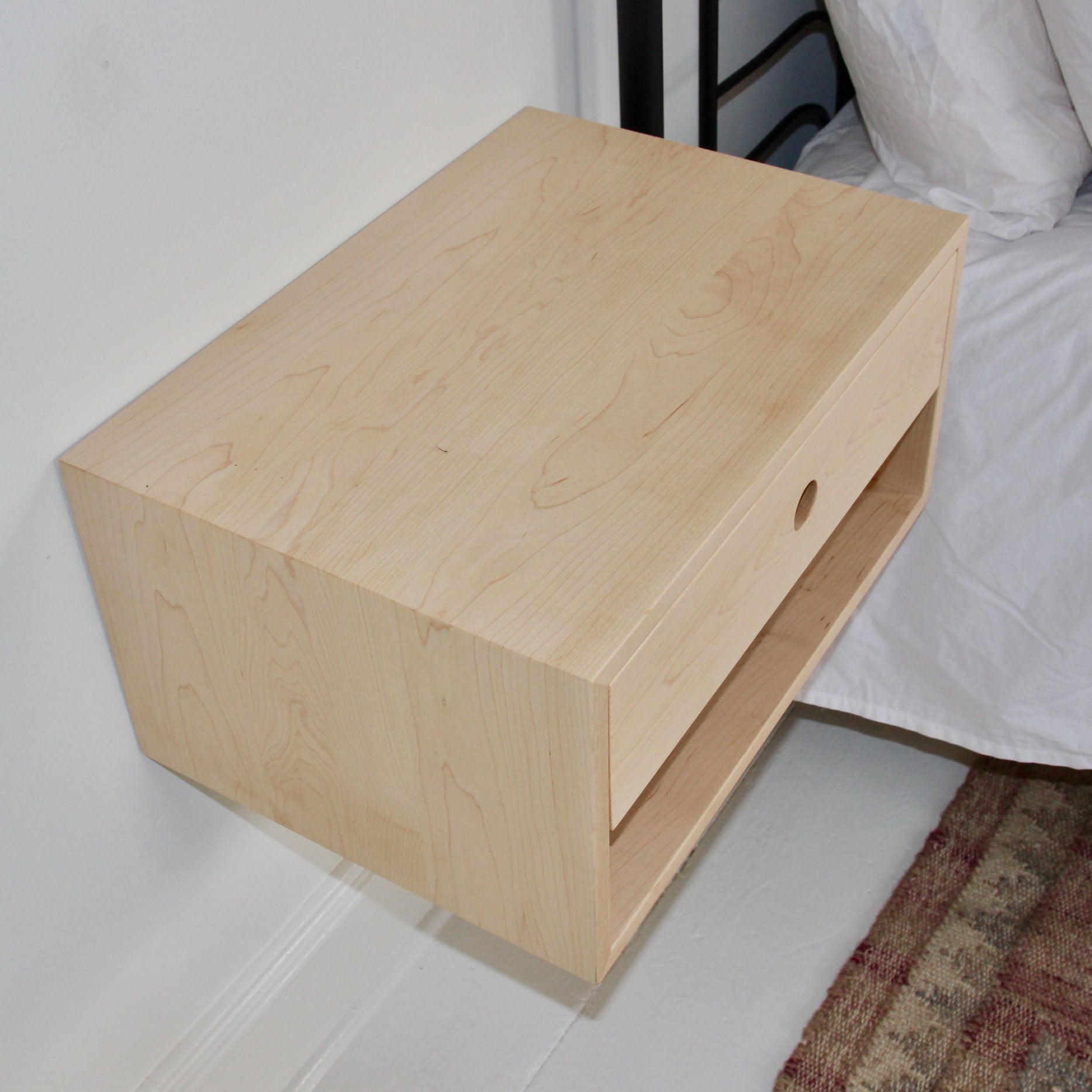 Floating Nightstand in Maple - Krovel Handmade in Maine
