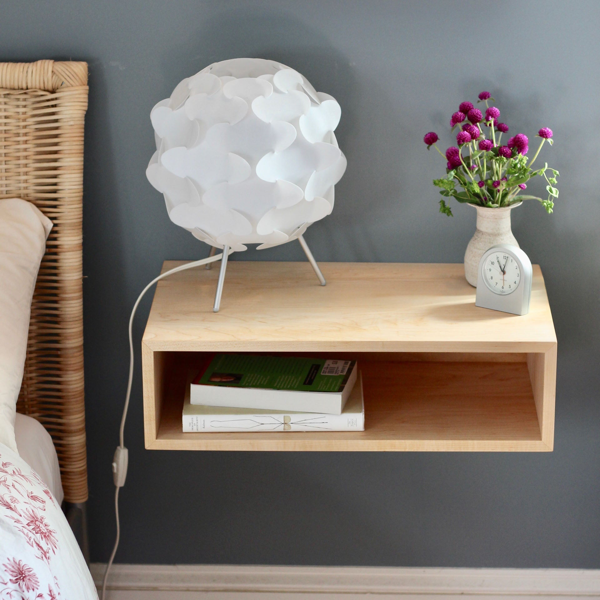 Floating Nightstand in Maple - Krovel SINGLE SHELF / Extra Small Handmade in Maine#configuration_single-shelf