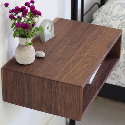 Floating Nightstand in Walnut - Krovel Handmade in Maine 