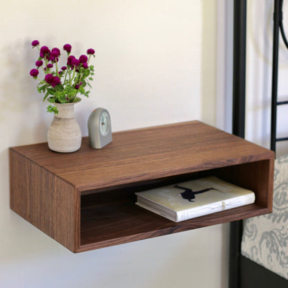 Floating Nightstand in Walnut - Krovel Handmade in Maine 