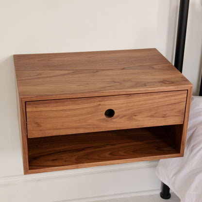 Floating Nightstand in Walnut - Krovel Handmade in Maine 