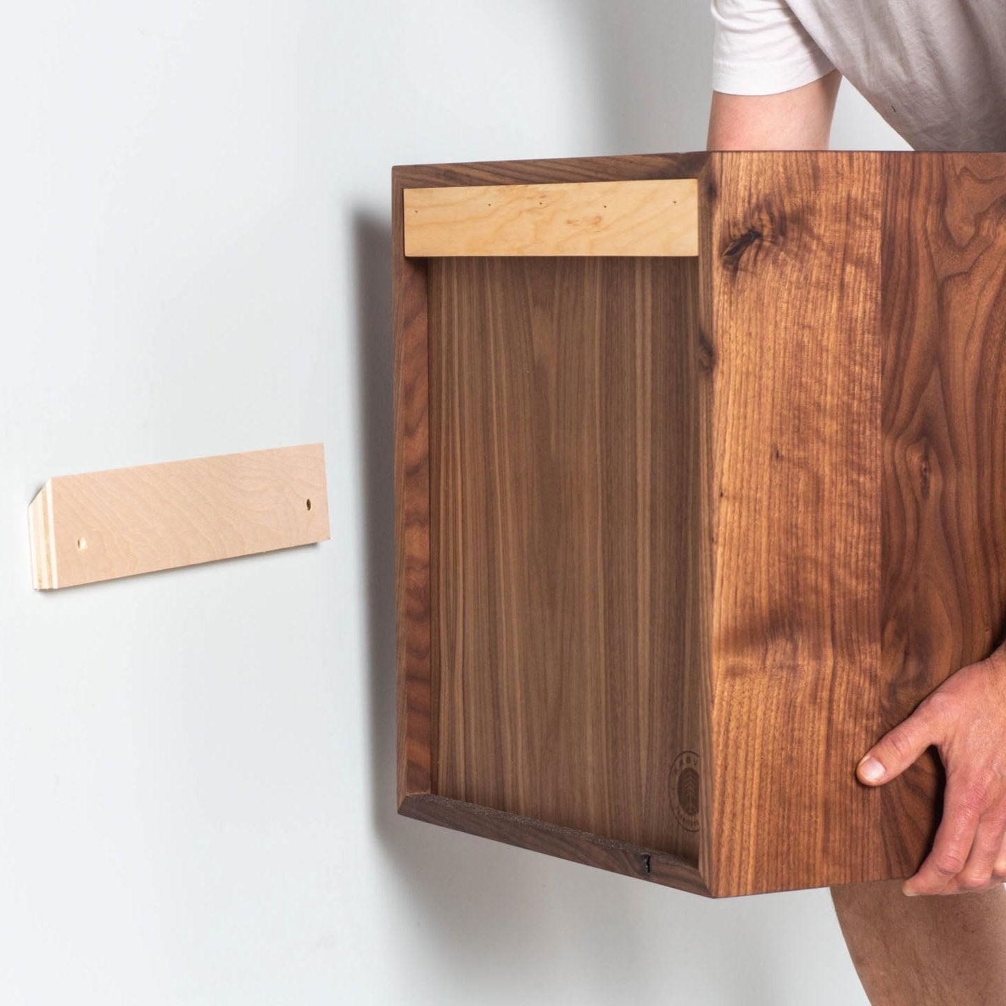 Floating Nightstand in Walnut - Krovel Handmade in Maine 