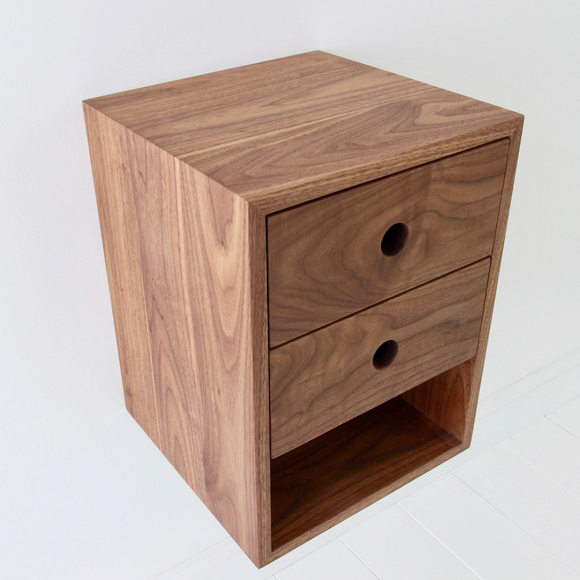 Floating Nightstand in Walnut - Krovel Handmade in Maine 