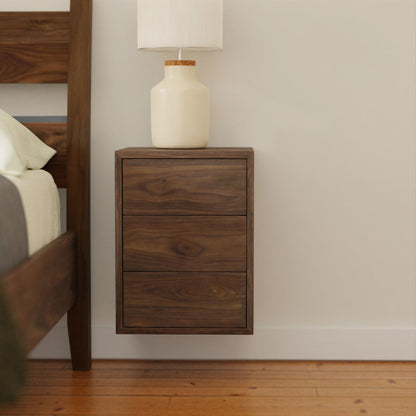 Floating Nightstand in Walnut - Krovel Handmade in Maine 