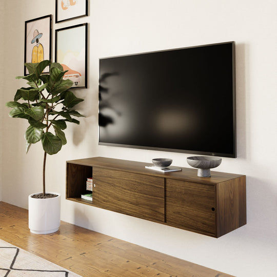 Oversized Media Console Table in Walnut