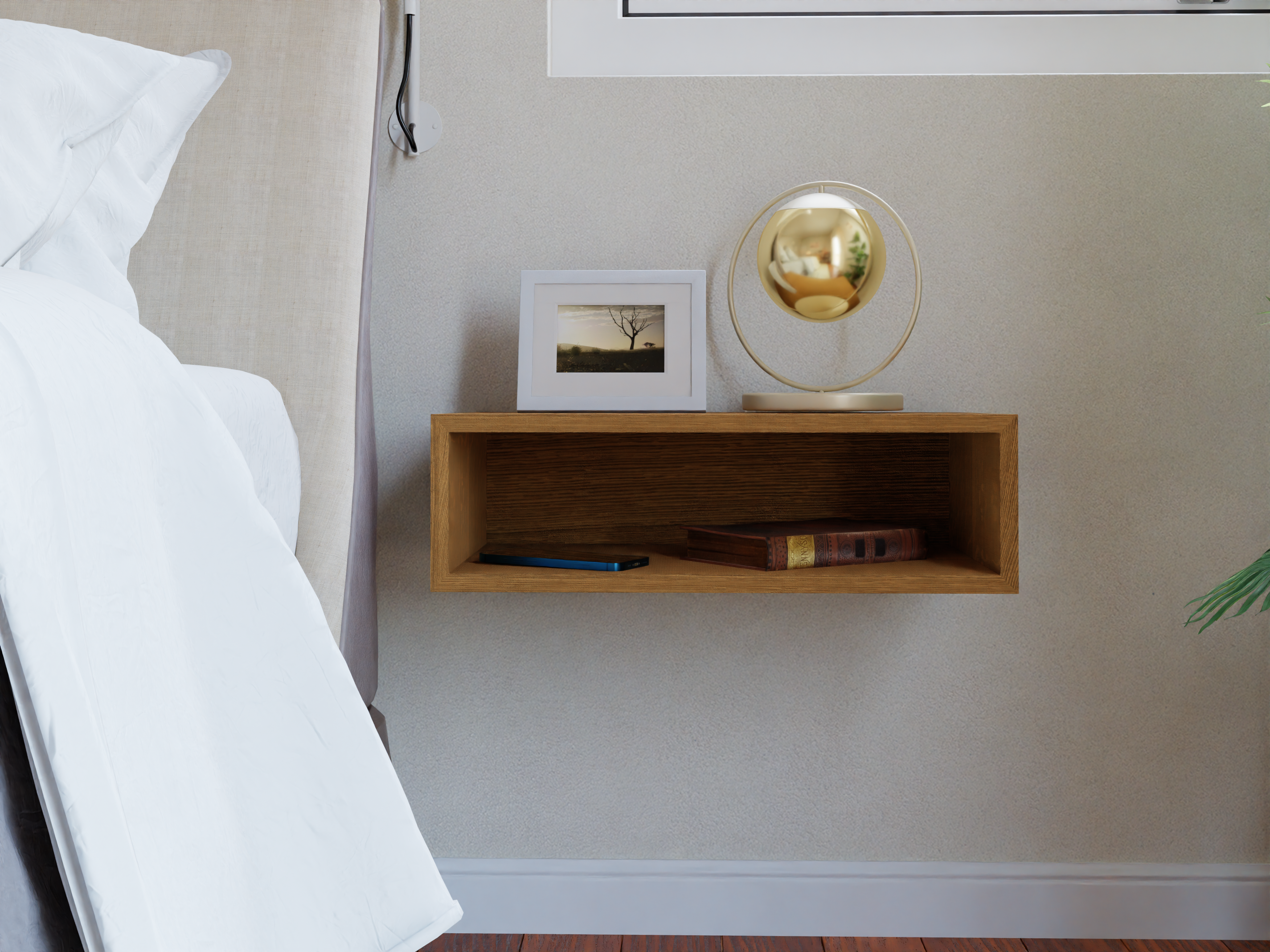 Floating Nightstand in White Oak - Krøvel Furniture Co. Handmade in Maine